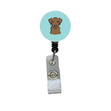 TEACHERS AID Checkerboard Blue Chocolate Labrador Retractable Badge Reel TE719426